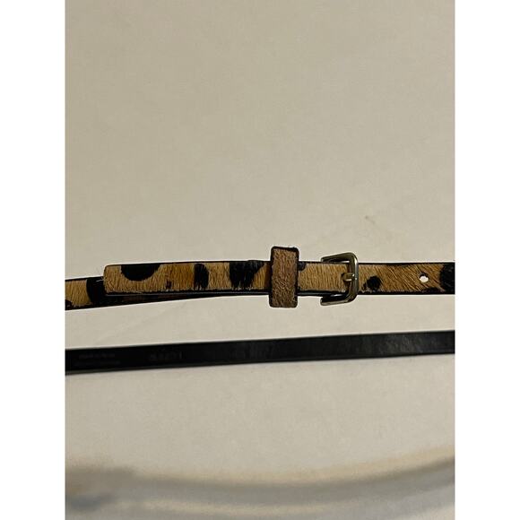 J. Crew Factory Italian Calf Hair thin Belt Small Animal Print Genuine Leather - Picture 6 of 12